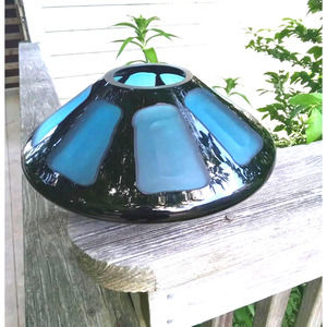 Blue Vase Round Decorative CYS Excel Glassware Handblown Vase Blue Black